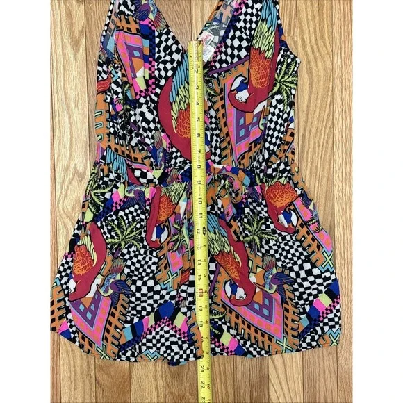 Mara Hoffman Sleeveless V- Neck Tropical Print Shorts Romper Women's Size Small - Picture 8 of 9
